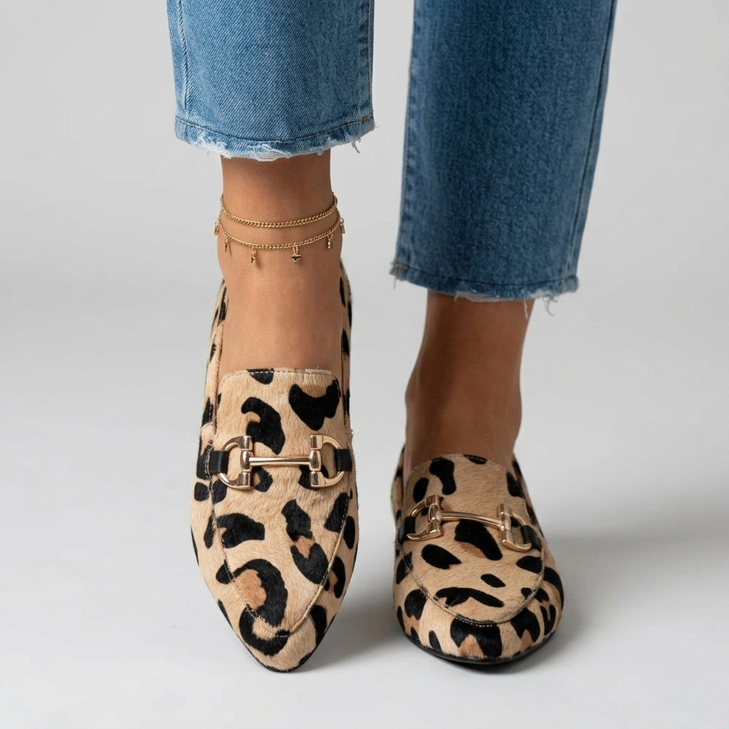 Olivia · Mocasín de leopardo con plantilla acolchada