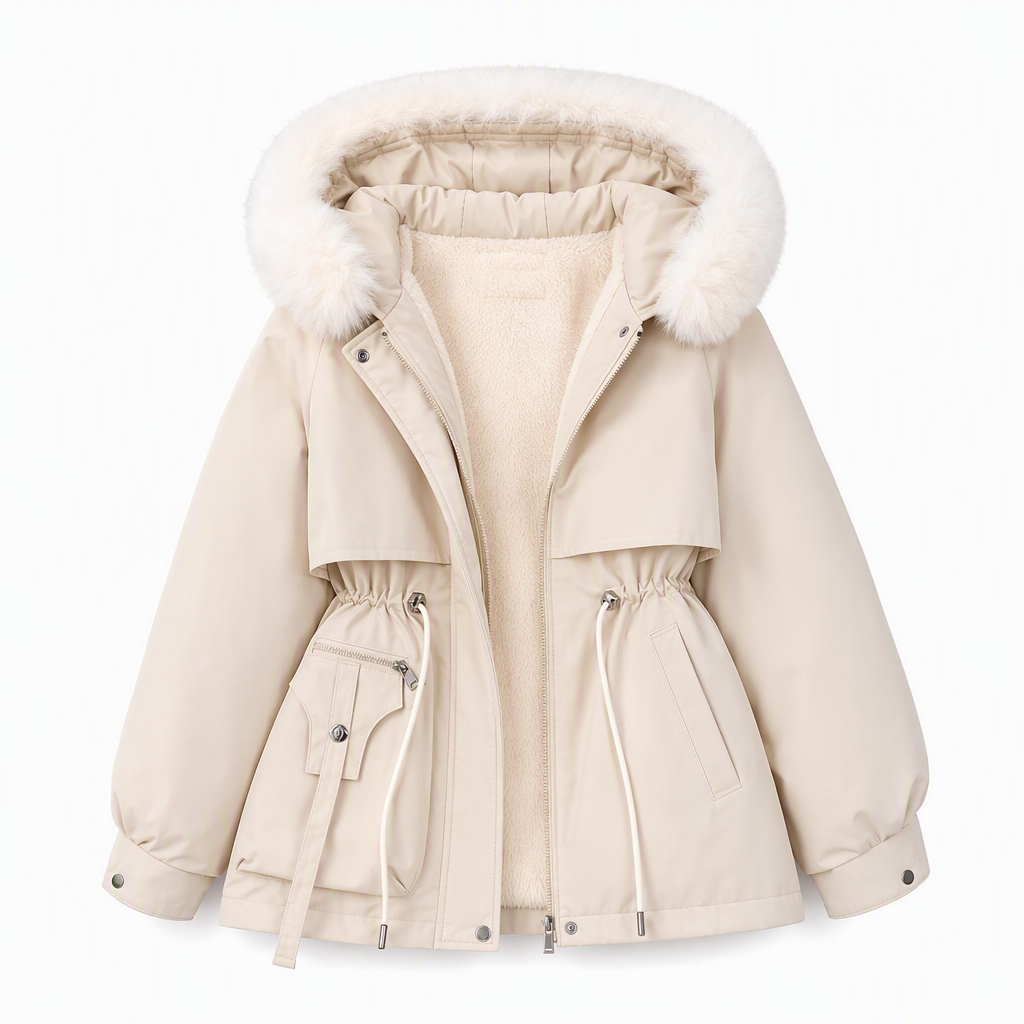 Irene · Parka acolchada con capucha en blanco roto