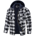 Chaqueta de franela acolchada con capucha Marcos en negro y blanco, vista frontal