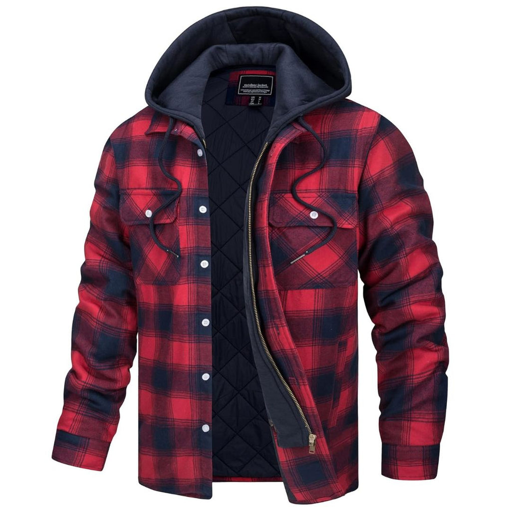 Chaqueta de franela acolchada con capucha Marcos en rojo, vista frontal