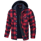 Chaqueta de franela acolchada con capucha Marcos en rojo, vista frontal