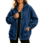 Chaqueta vaquera con capucha Nerea en azul oscuro