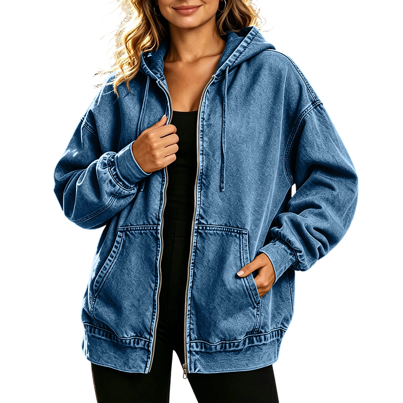 Chaqueta vaquera con capucha Nerea en azul