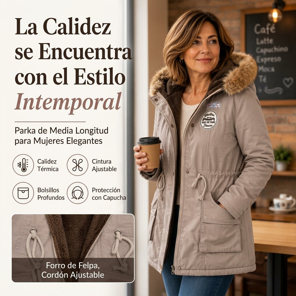 Lena · Parka con capucha y ribete de pelo