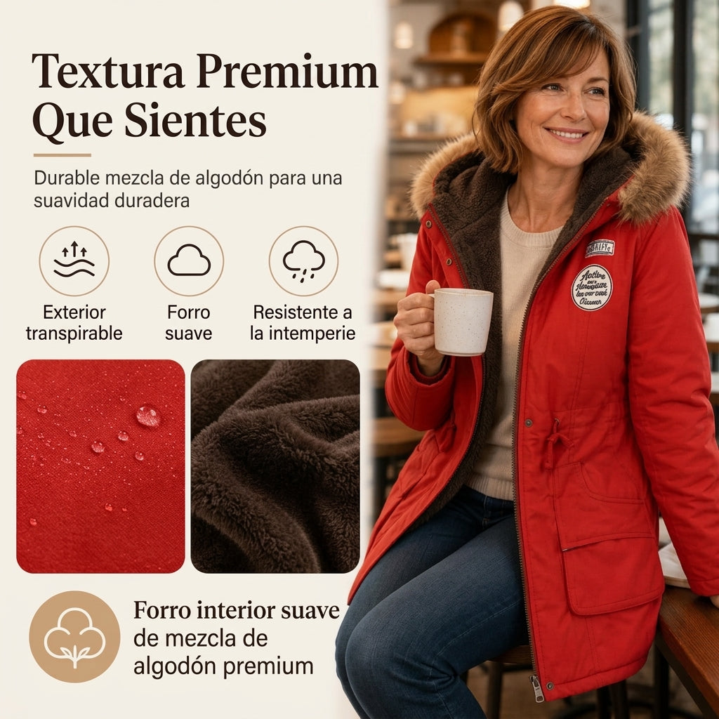 Lena · Parka con capucha y ribete de pelo