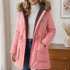 Lena · Parka con capucha y ribete de pelo en rosa