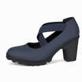 Tacones Mary Jane con tiras cruzadas en azul marino