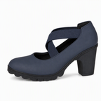 Tacones Mary Jane con tiras cruzadas en azul marino