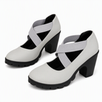 Tacones Mary Jane con tiras cruzadas en gris