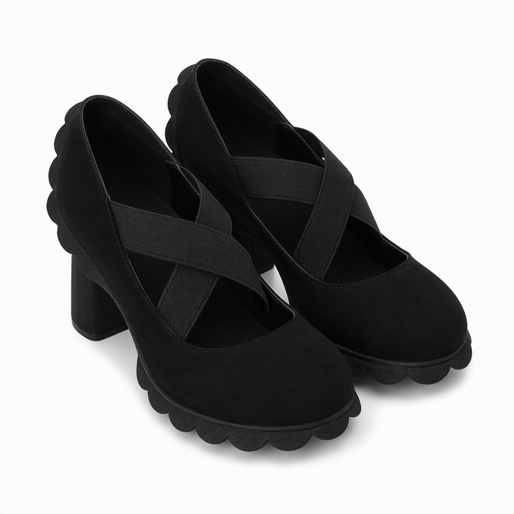 Tacones Mary Jane con tiras cruzadas en negro