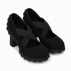 Tacones Mary Jane con tiras cruzadas en negro